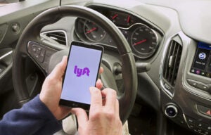 Lyft share ride service on mobile phone