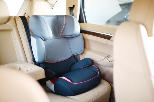 Car seat on the backseat of a car in Georgia